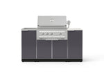 NewAge Outdoor Kitchens Outdoor Grill Island Aluminum 5-Piece Cabinet Set with Sink, 1 Door, Grill Cabinet, Platinum Grill and Stainless Steel Countertop - (Liquid Propane) 
