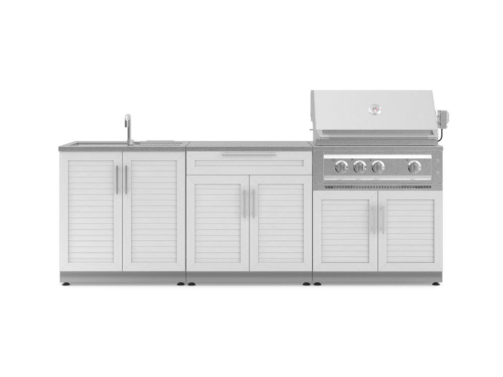 NewAge Outdoor Kitchens Stainless-Steel 5-Piece Cabinet Set with Bar, Sink, Grill Cabinet, Platinum Grill, and Countertop-67635-Garage Giant