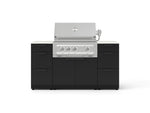 NewAge Outdoor Kitchens Outdoor Grill Island Stainless-Steel 6-Piece Cabinet Set with 3 Drawers, Grill Cabinet, Platinum Grill and Dekton in Aeris Countertops - (Liquid Propane) 