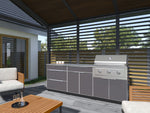 NewAge Outdoor Kitchens Aluminum 4-Piece Cabinet Set with Casters and Bar, Grill Cabinet, Performance Grill, and Countertop-72234-Garage Giant 