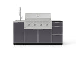 NewAge Outdoor Kitchens Outdoor Grill Island Aluminum 5-Piece Cabinet Set with Sink, 3 Drawer, Grill Cabinet, Performance Grill and Stainless Steel Countertop - (Liquid Propane) 