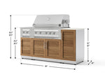 NewAge Outdoor Kitchens Outdoor Grill Island Stainless-Steel Louvered Doors 6-Piece Cabinet Set with 1-Door, Grill Cabinet, Platinum Grill, Dual Side Burner and Dekton in Aeris Countertop - (Natural Gas) 