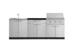 NewAge Outdoor Kitchens Stainless-Steel 5-Piece Cabinet Set with Bar, Sink, Grill Cabinet, Performance Grill, and Countertop-71244-Garage Giant 