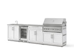 NewAge Outdoor Kitchens Stainless Steel 6-Piece Cabinet Set with Sink, Bar, Grill Cabinet, Platinum Grill, Countertop and Glass Door Fridge-71526-Garage Giant 