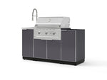NewAge Outdoor Kitchens Outdoor Grill Island Aluminum 5-Piece Cabinet Set with Sink, 1 Door, Grill Cabinet, Performance Grill and Stainless Steel Countertop - (Natural Gas) | Garage Giant 