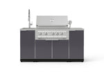 NewAge Outdoor Kitchens Outdoor Grill Island Aluminum 5-Piece Cabinet Set with Sink, 1 Door, Grill Cabinet, Platinum Grill and Stainless Steel Countertop-75373-Garage Giant 
