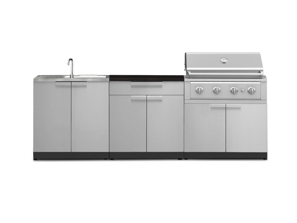 NewAge Outdoor Kitchens Stainless-Steel 5-Piece Cabinet Set with Bar, Sink, Grill Cabinet, Performance Grill, and Countertop-71242-Garage Giant