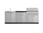 NewAge Outdoor Kitchens Stainless-Steel 5-Piece Cabinet Set with Sink, 2-Door with Drawer, Grill Cabinet, Performance Grill, and Countertop-71563-Garage Giant 