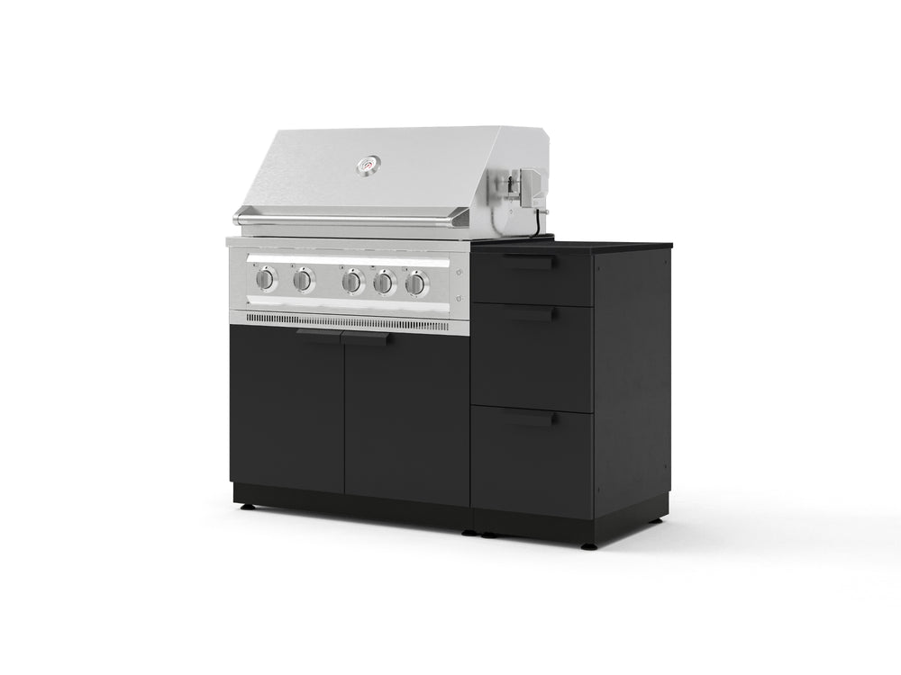 NewAge Outdoor Kitchens Outdoor Grill Island Stainless-Steel 4-Piece Cabinet Set with 3-Drawer, Grill Cabinet, Platinum Grill and Dekton in Sirius Countertop - (Liquid Propane) | Garage Giant