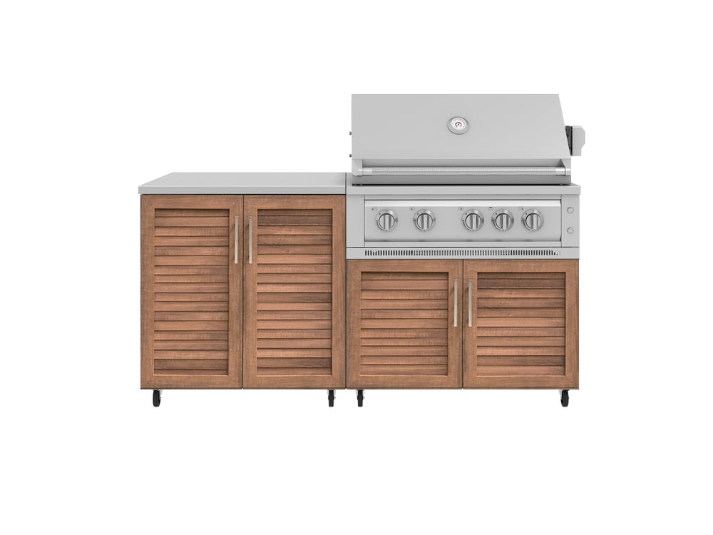 NewAge Outdoor Kitchens Stainless Steel 4-Piece Cabinet Set with Caster and 2 Door, Grill Cabinet, Platinum Grill, Countertop-72544-Garage Giant