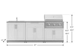 NewAge Outdoor Kitchens Stainless-Steel 5-Piece Cabinet Set with Bar, Sink, Grill Cabinet, Performance Grill, and Countertop-67497-Garage Giant 