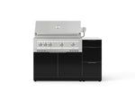 NewAge Outdoor Kitchens Outdoor Grill Island Aluminum 4-Piece Cabinet Set with 3-Drawer, Grill Cabinet, Platinum Grill and Dekton in Aeris Countertop - (Natural Gas) 