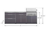 NewAge Outdoor Kitchens Aluminum 5-Piece Cabinet Set With 3 Drawer, Bar, Grill Cabinet, Platinum Grill and Countertop-71042-Garage Giant 