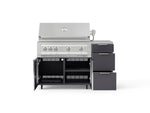 NewAge Outdoor Kitchens Outdoor Grill Island Aluminum 4-Piece Cabinet Set with Casters and 3-Drawer, Grill Cabinet, Platinum Grill, Countertop-74841-Garage Giant 