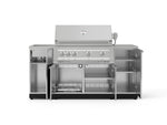 NewAge Outdoor Kitchens Outdoor Grill Island Stainless-Steel 5-Piece Cabinet Set with Sink, 1 Door, Grill Cabinet, Platinum Grill and Stainless Steel Countertop-74661-Garage Giant 