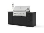 NewAge Outdoor Kitchens Outdoor Grill Island Stainless-Steel 5-Piece Cabinet Set with Sink, 3 Drawer, Grill Cabinet, Platinum Grill and Stainless Steel Countertop - (Natural Gas) | Garage Giant 