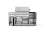 NewAge Outdoor Kitchens Outdoor Grill Island Stainless-Steel 6-Piece Cabinet Set with Casters and 1-Door, Grill Cabinet, Platinum Grill, Dual Side Burner and Dekton in Sirius Countertop - (Liquid Propane) 