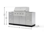 NewAge Outdoor Kitchens Outdoor Grill Island Stainless-Steel 5-Piece Cabinet Set with 3 Drawers, Grill Cabinet and Performance Grill - (Natural Gas) 