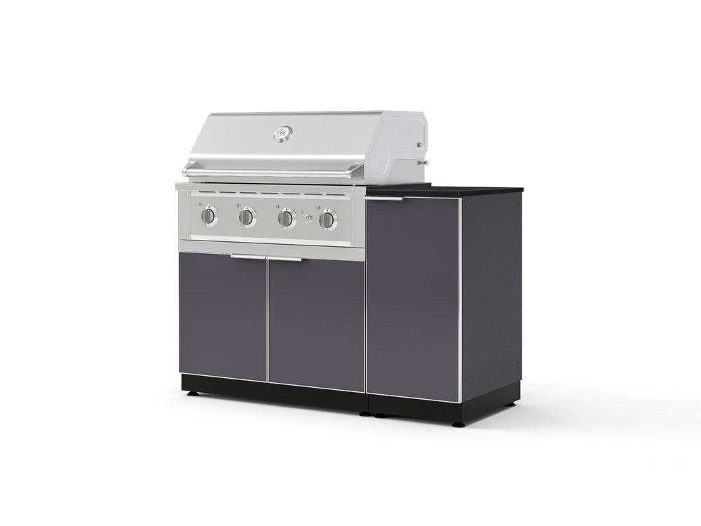 NewAge Outdoor Kitchens Outdoor Grill Island Aluminum 4-Piece Cabinet Set with 1 Door, Grill Cabinet, Performance Grill and Countertop - (Natural Gas) | Garage Giant