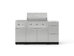 NewAge Outdoor Kitchens Outdoor Grill Island Stainless-Steel 6-Piece Cabinet Set with 3-Drawer, Grill Cabinet, Performance Grill, Side Burner and Dekton in Aeris Countertop - (Natural Gas) 