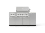 NewAge Outdoor Kitchens Outdoor Grill Island Stainless-Steel 6-Piece Cabinet Set with 1-Door, Grill Cabinet, Platinum Grill, Dual Side Burner and Dekton in Aeris Countertop - (Natural Gas) 