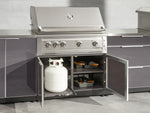 NewAge Outdoor Kitchens Outdoor Grill Island Aluminum 6-Piece Cabinet Set with 3-Drawer, Grill Cabinet, Platinum Grill, Dual Side Burner and Countertop-74577-Garage Giant 