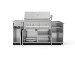 NewAge Outdoor Kitchens Outdoor Grill Island Stainless-Steel 5-Piece Cabinet Set with Sink, 1 Door, Grill Cabinet, Platinum Grill and Stainless Steel Countertop - (Liquid Propane) 