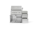 NewAge Outdoor Kitchens Outdoor Grill Island Stainless-Steel 4-Piece Cabinet Set with Casters and 3-Drawer, Grill Cabinet, Platinum Grill and Dekton in Aeris Countertop - (Liquid Propane) 
