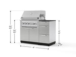 NewAge Outdoor Kitchens Outdoor Grill Island Stainless-Steel 4-Piece Cabinet Set with 3-Drawer, Grill Cabinet, Platinum Grill and Dekton in Sirius Countertop - (Natural Gas) 