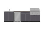 NewAge Outdoor Kitchens Aluminum 6-Piece Cabinet Set with Sink, Bar, Grill Cabinet, Performance Grill, Countertop and Fridge-72042-Garage Giant 