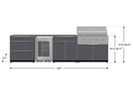 NewAge Outdoor Kitchens Aluminum 7-Piece Cabinet Set with 3-Drawer, Bar, Grill Cabinet, Performance Grill, Countertops and Fridge-71912-Garage Giant 