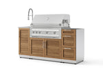 NewAge Outdoor Kitchens Outdoor Grill Island Stainless-Steel Louvered 5-Piece Cabinet Set with Sink, 3 Drawer, Grill Cabinet, Platinum Grill and Stainless Steel Countertop - (Natural Gas) | Garage Giant 