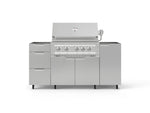 NewAge Outdoor Kitchens Outdoor Grill Island Stainless-Steel 5-Piece Cabinet Set with Casters 1 Door, 3 Drawer, Grill Cabinet and Platinum Grill - (Liquid Propane) 