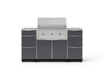 NewAge Outdoor Kitchens Outdoor Grill Island Aluminum 6-Piece Cabinet Set with 3 Drawers, Grill Cabinet, Performance Grill and Countertops 