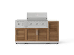 NewAge Outdoor Kitchens Outdoor Grill Island Stainless-Steel Louvered Doors 6-Piece Cabinet Set with 1-Door, Grill Cabinet, Performance Grill, Side Burner and Dekton in Aeris Countertop - (Liquid Propane) 