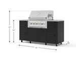 NewAge Outdoor Kitchens Outdoor Grill Island Stainless-Steel 6-Piece Cabinet Set with Casters 3 Drawers, Grill Cabinet, Platinum Grill, Countertops 