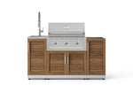 NewAge Outdoor Kitchens Outdoor Grill Island Stainless-Steel Louvered Doors 5-Piece Cabinet Set with Sink, 1 Door, Grill Cabinet, Performance Grill and Stainless Steel Countertop - (Natural Gas) 