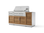 NewAge Outdoor Kitchens Outdoor Grill Island Stainless-Steel Louvered Doors 5-Piece Cabinet Set with 1-Door, Grill Cabinet, Dual Side Burner and Platinum Grill - (Liquid Propane) | Garage Giant 