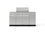 NewAge Outdoor Kitchens Outdoor Grill Island Stainless-Steel 6-Piece Cabinet Set with 1-Door, Grill Cabinet, Performance Grill, Side Burner and Countertop-73992-Garage Giant 