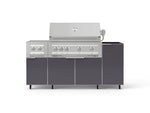 NewAge Outdoor Kitchens Outdoor Grill Island Aluminum 5-Piece Cabinet Set with Casters and 1-Door, Grill Cabinet, Dual Side Burner and Platinum Grill - (Liquid Propane) 