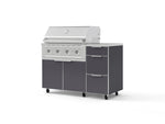 NewAge Outdoor Kitchens Outdoor Grill Island Aluminum 4-Piece Cabinet Set with Casters and 3-Drawer, Grill Cabinet, Performance Grill, Countertop | 74837 