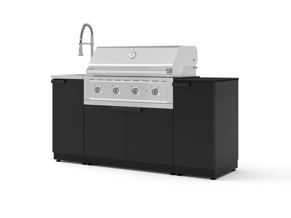 NewAge Outdoor Kitchens Outdoor Grill Island Stainless-Steel 5-Piece Cabinet Set with Sink, 1 Door, Grill Cabinet, Performance Grill and Stainless Steel Countertop - (Liquid Propane) | Garage Giant