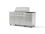 NewAge Outdoor Kitchens Outdoor Grill Island Stainless-Steel 6-Piece Cabinet Set with Casters and 3-Drawer, Grill Cabinet, Performance Grill, Side Burner and Dekton in Sirius Countertop - (Liquid Propane) | Garage Giant 