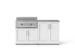 NewAge Outdoor Kitchens Stainless-Steel Louvered Doors 4-Piece Cabinet Set with Base, Grill Cabinet, Platinum Griddle and Countertop-75112-Garage Giant 