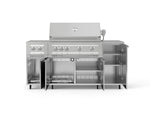 NewAge Outdoor Kitchens Outdoor Grill Island Stainless-Steel 6-Piece Cabinet Set with Casters and 1-Door, Grill Cabinet, Platinum Grill, Dual Side Burner, Countertop-74865-Garage Giant 