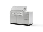 NewAge Outdoor Kitchens Outdoor Grill Island Stainless-Steel 4-Piece Cabinet Set with 3-Drawer, Grill Cabinet, Platinum Grill and Dekton in Aeris Countertop - (Liquid Propane) | Garage Giant 