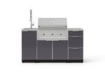 NewAge Outdoor Kitchens Outdoor Grill Island Aluminum 5-Piece Cabinet Set with Sink, 3 Drawer, Grill Cabinet, Performance Grill and Stainless Steel Countertop 