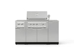 NewAge Outdoor Kitchens Outdoor Grill Island Stainless-Steel 6-Piece Cabinet Set with 1-Door, Grill Cabinet, Platinum Grill, Dual Side Burner and Countertop-73998-Garage Giant 