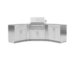 NewAge Outdoor Kitchens Stainless-Steel 7-Piece Cabinet Set with 2 Door, Bar, Corner, Grill Cabinet, Platinum Grill, and Countertops-67686-Garage Giant 