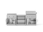 NewAge Outdoor Kitchens Stainless-Steel Louvered Doors 6-Piece Cabinet Set with Base, Grill Cabinet, Platinum Griddle and Countertop-75114-Garage Giant 